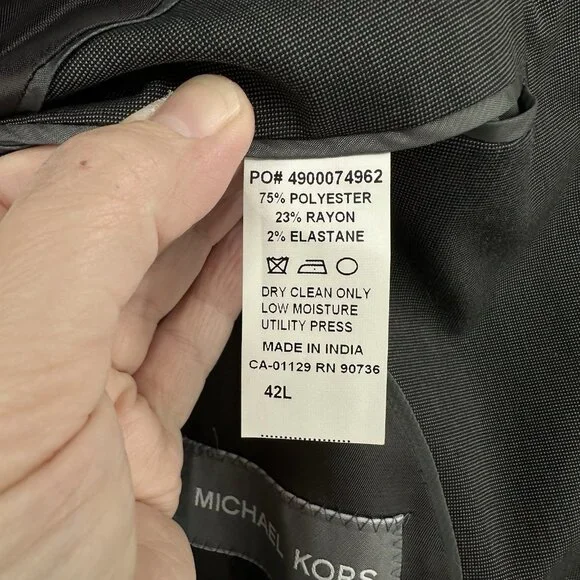 MICHAEL KORS blazer 42L gray two button suit jacket stretch modern fit business - Picture 8 of 8